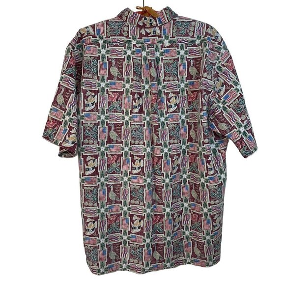 Reyn Spooner Mens Shirt Size XL Multicolor Flag Hawaiian Aloha Short Sleeve - Picture 2 of 8